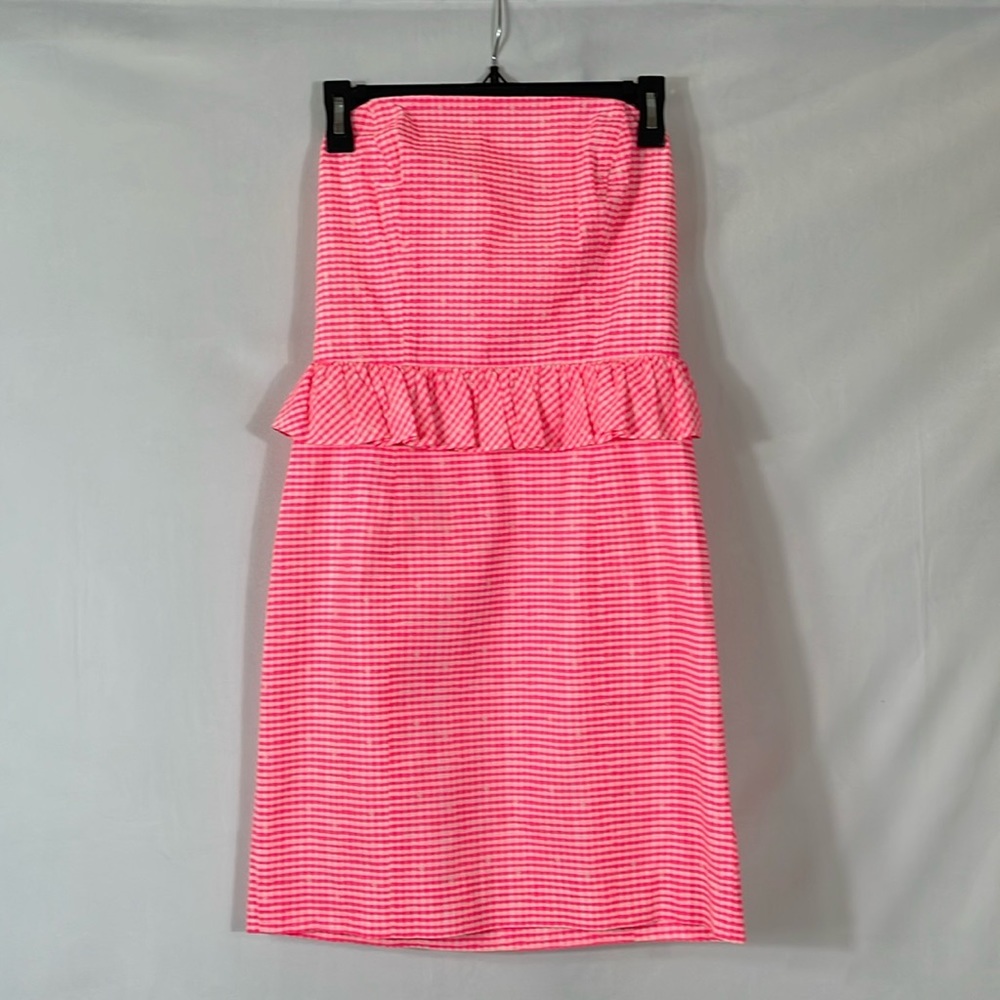 Lilly Pulitzer Strapless Dress Size 0 Bright Pink EUC